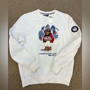 2026 US Olympic Team Polo by Ralph Lauren White Sweatshirt Ski Polo Bear Graphic